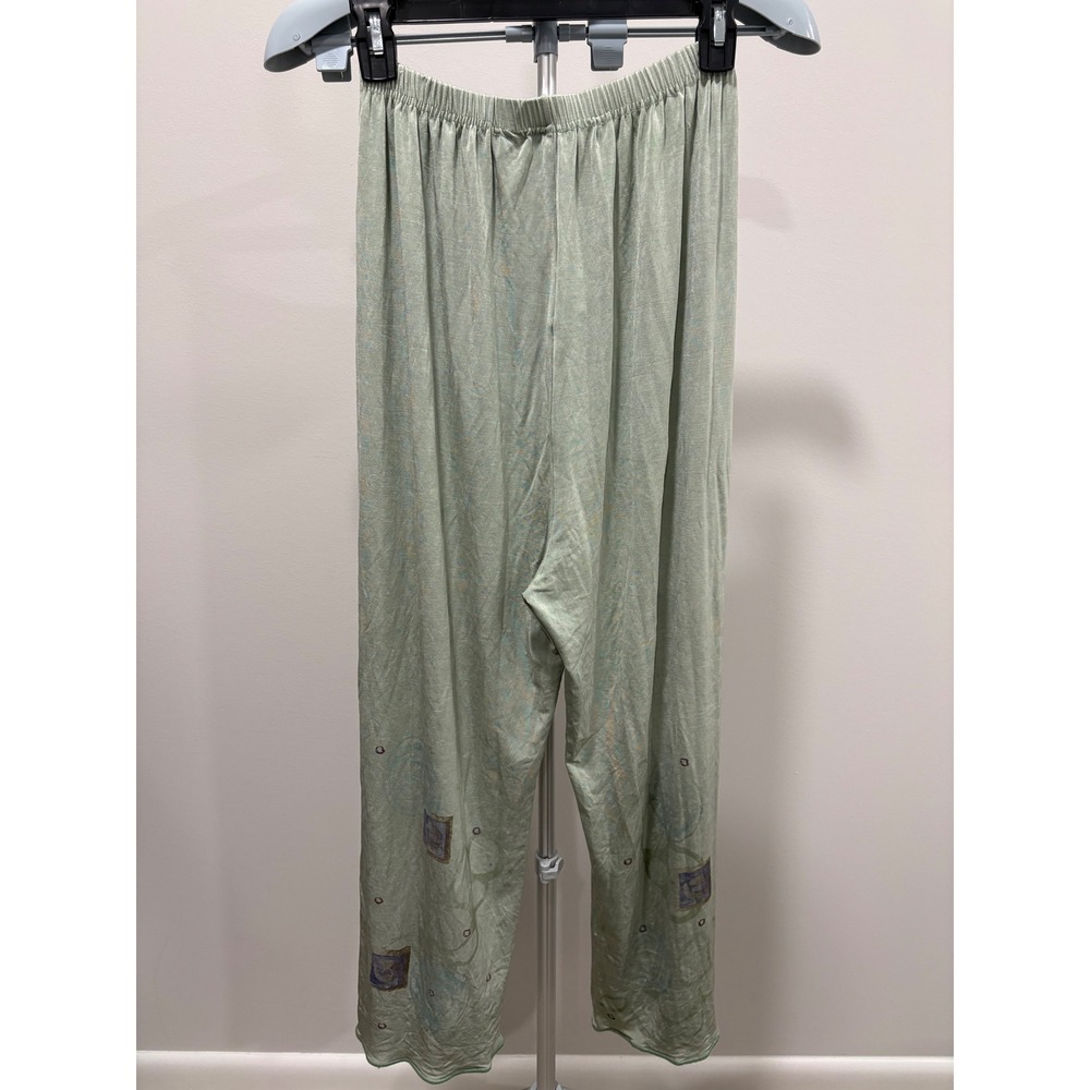 Bluefish Green Pull On Hand Printed Pants Artsy Art To Wear Size 0 Vintage - Picture 2 of 15